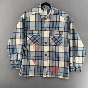 Disney Turning Red Panda Plaid Flannel Shirt Women S Blue Shacket Grunge